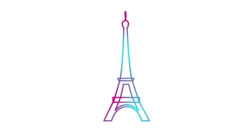 Pink blue Eiffel Tower white Stock Footage 264475490