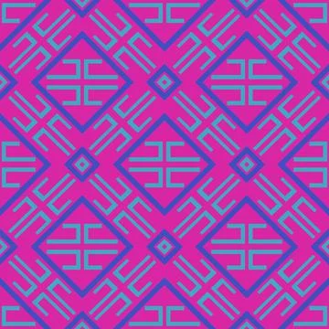 Pink blue geometric zig zag asian pattern                     Stock Illustration