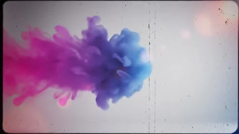 Pink to blue ink bleed fluid motion with vintage film texture for creative .. Stock Footage 345642746