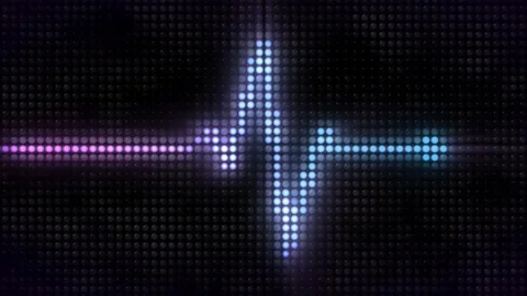 Pink Blue LED Pulse Line Heartbeat Signal Wave Dot Matrix Background Video stock 274455134