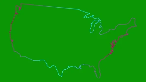 Pink blue line USA map green Video stock 274410899