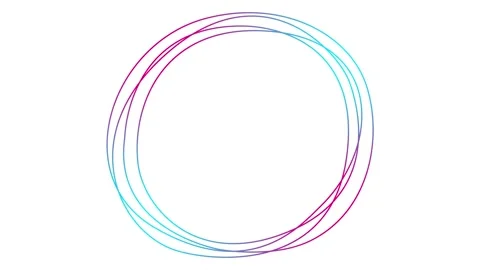Pink blue lines circular frame 4 white Stock Footage 301368707