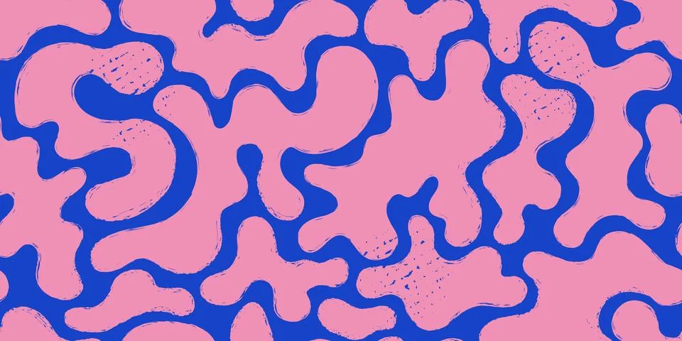 Pink Blue Organic Shape Pattern Background Stock Illustration