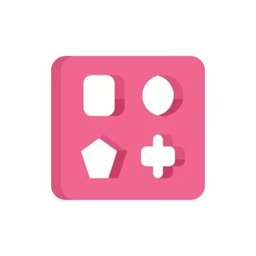 Pink board game for learning geometric shapes for toddlers Illustrazione stock