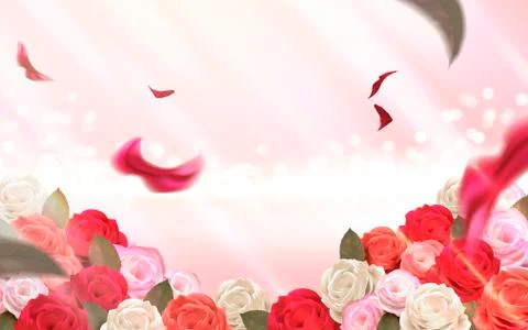 Pink bokeh background with roses Illustrazione stock