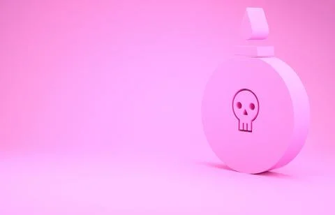 Pink Bomb ready to explode icon isolated on pink background. Minimalism conce イラスト素材