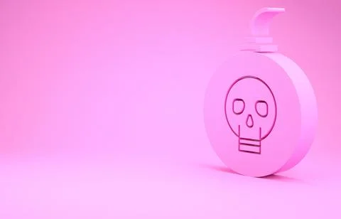 Pink Bomb ready to explode icon isolated on pink background. Happy Halloween  イラスト素材