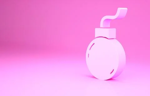 Pink Bomb ready to explode icon isolated on pink background. Minimalism conce イラスト素材