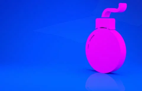 Pink Bomb ready to explode icon isolated on blue background. Minimalism conce イラスト素材