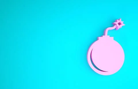 Pink Bomb ready to explode icon isolated on blue background. Minimalism conce イラスト素材