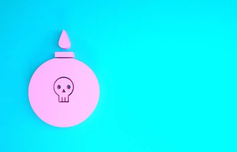 Pink Bomb ready to explode icon isolated on blue background. Minimalism conce イラスト素材