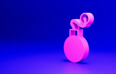 Pink Bomb ready to explode icon isolated on blue background. Minimalism concept イラスト素材