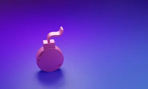 Pink Bomb ready to explode icon isolated on purple-blue background. Minimal.. イラスト素材