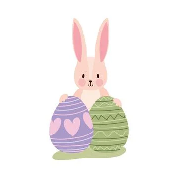 Pink bonny with two easter eggs Illustrazione stock