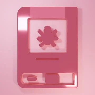 Pink Book about insect icon isolated on pink background. Minimalism concept.. Stock Illustration