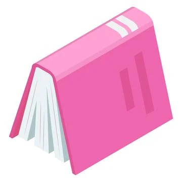 Pink book vector illustration placed diagonally. Simple flat design isolated on Stock Illustration