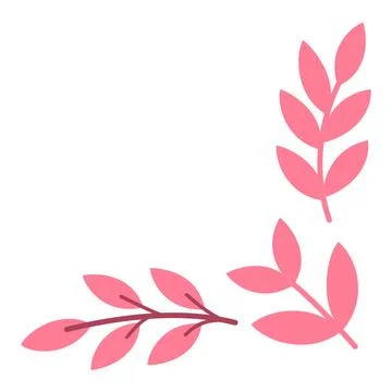Pink Botanical Leaf Branches Decorative Design Elements Stockillustratie