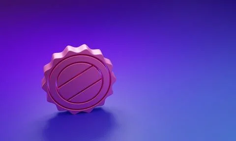 Pink Bottle cap icon isolated on purple-blue background. Minimalism concept.. Stock Illustration