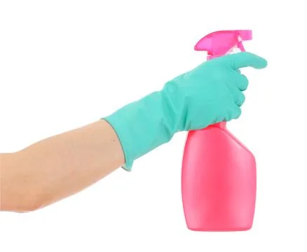 Pink bottle in hand Stock Photos