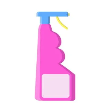 Pink bottle with liquid cleaner in flat style on white, stock vector illustra Stock Illustration