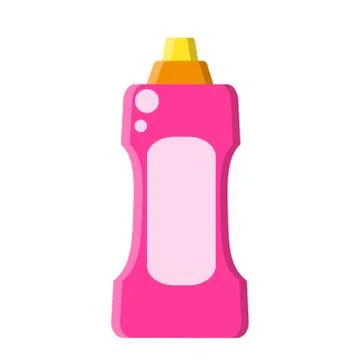 Pink bottle with liquid cleaner in flat style on white, stock vector illustra Stock Illustration