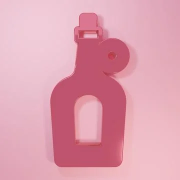 Pink Bottle of maple syrup icon isolated on pink background. Minimalism con.. Stock Illustration