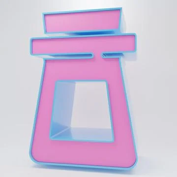 Pink Bottle with potion icon isolated on grey background. Flask with magic .. Stock Illustration