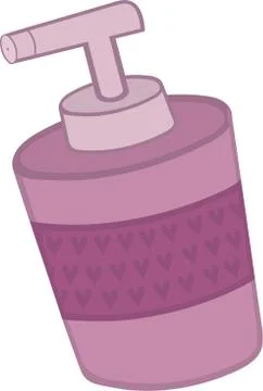 Pink bottle with pump. Plastic packing for shampoo, hair conditioner, balm Stock Illustration