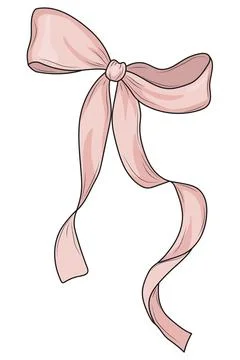 Pink Bow with Flowing Ribbon Stock Illustration