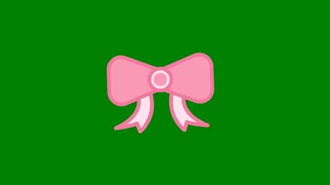 Pink bow green background green screen animated chromakey background creative Video stock 314067288