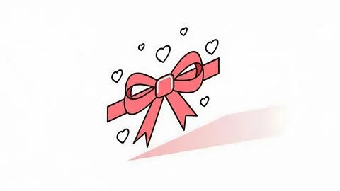 Pink bow with hearts Stock Illustration