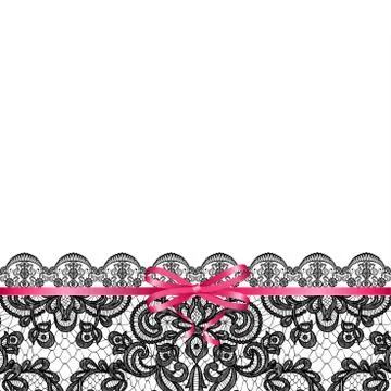 Pink bow on lace background Stock Illustration