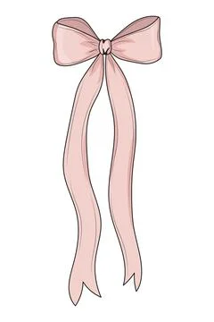 Pink Bow with Long Ribbons Stock Illustration