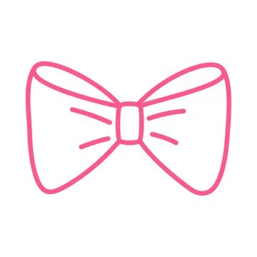 Pink bow outline vector icon, vintage knot coquette style, line art, romantic イラスト素材