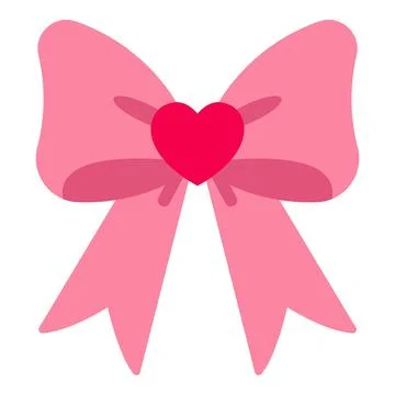 Pink bow with a red heart, symbolizing love, gifts,and celebration for valentine Stock Illustration