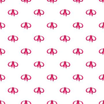 Pink bow seamless pattern design on white background Stock Illustration