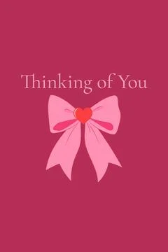 Pink Bow Thinking of You Greeting Card Stock-Illustration