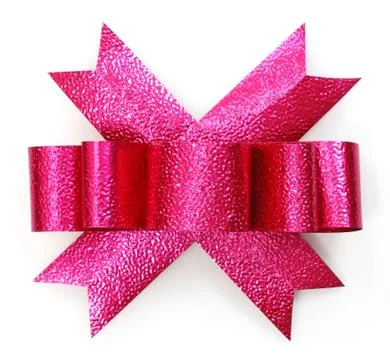 Pink bow on white background Stock Photos