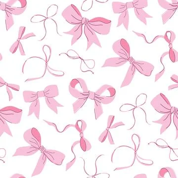 Pink bows seamless pattern. Cute minimalistic coquette bows. Stock Illustration