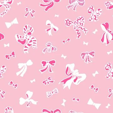 Pink bows seamless vector pattern. For surface patterns design, packaging Stock Illustration