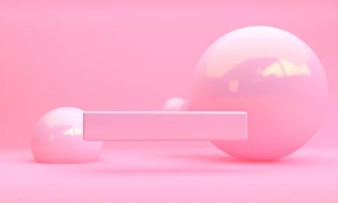 Pink box and sphere 3d abstract style background. Concept : poster, advertisi Stock Illustration