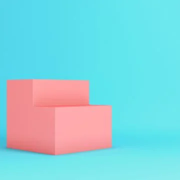 Pink box on bright blue background in pastel colors 库存插图