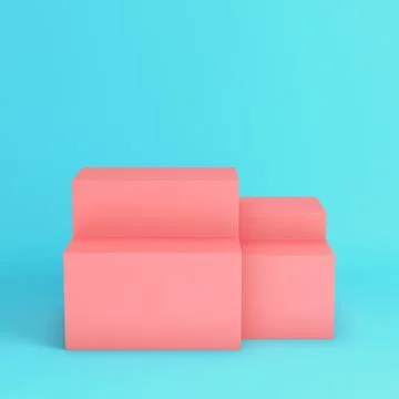 Pink box on bright blue background in pastel colors 库存插图