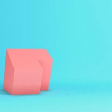 Pink box on bright blue background in pastel colors 库存插图