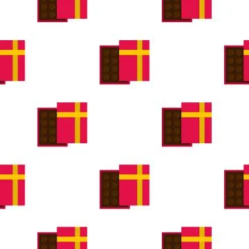 Pink box with chocolate pattern seamless 스톡 일러스트
