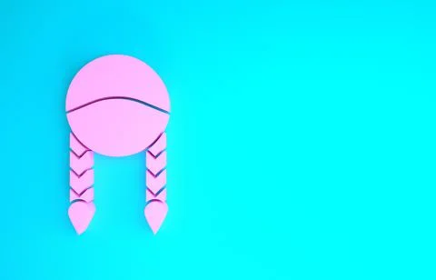 Pink Braid icon isolated on blue background. Minimalism concept. 3d illustrat イラスト素材