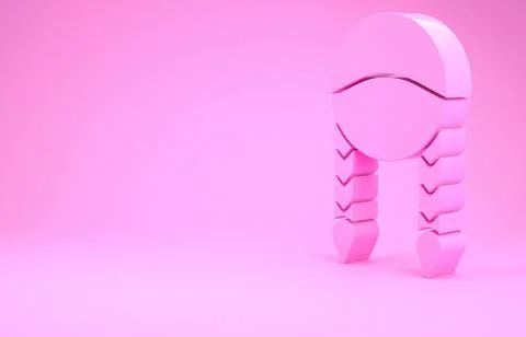 Pink Braid icon isolated on pink background. Minimalism concept. 3d illustrat イラスト素材