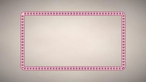 Pink braided rope rectangular frame border on plain background Illustrazione stock