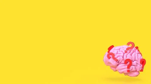 The pink  Brain and red question mark for sci or education concept 3d renderi Stock Illustration