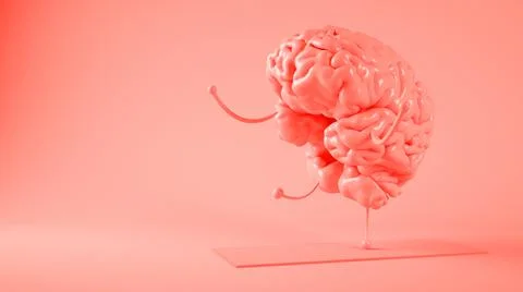 Pink brain doing yoga Stock Illustration